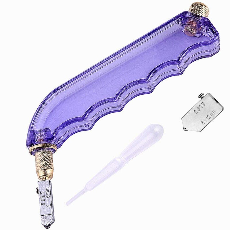 IMT Pistol Grip Oil Feed Glass Cutter Tungsten Carbide, Professional Stained Glass Cutting Tool with 2 Replaceable Head and Oil Reservoir- 2mm-12mm - Image 1